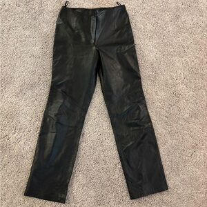 Vintage 100% Genuine Leather High Waist Straight Leg Pants
